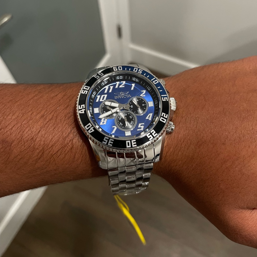 Men’s Invicta Stainless Steel and Blue Racing style watch